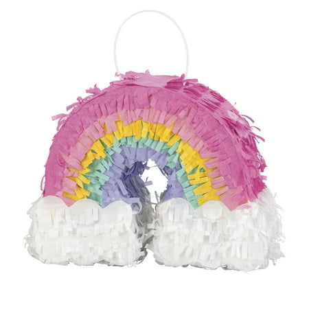 Unique Industries Multicolor Mini Pastel Rainbow Birthday Pinata , 8" x 6"