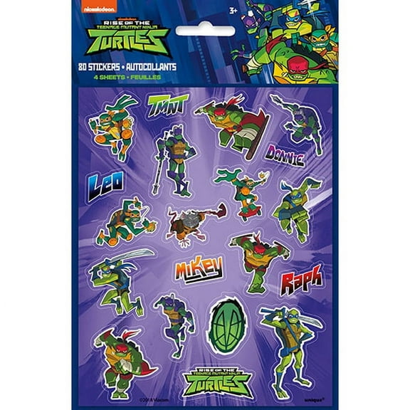 Unique Industries Ninja Turtles Sticker Sheets, Assorted Designs, 4pcs Count