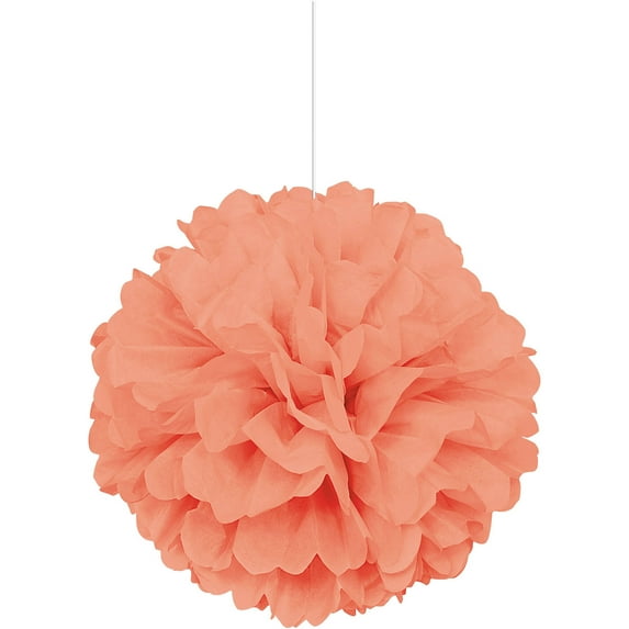 Unique Industries Orange 16" Asymmetrical Shaped Tissue Paper Hanging Pom Poms