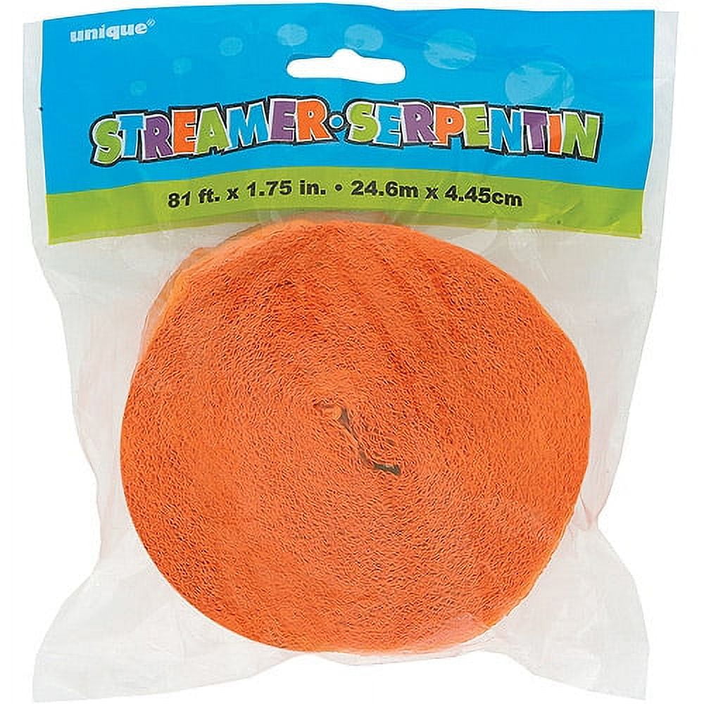 Unique Industries Orange Solid Print Birthday Party Streamers, 1.75"x 81'