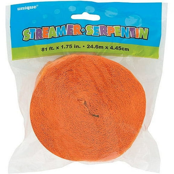 Unique Industries Orange Solid Print Birthday Party Streamers, 1.75"x 81'