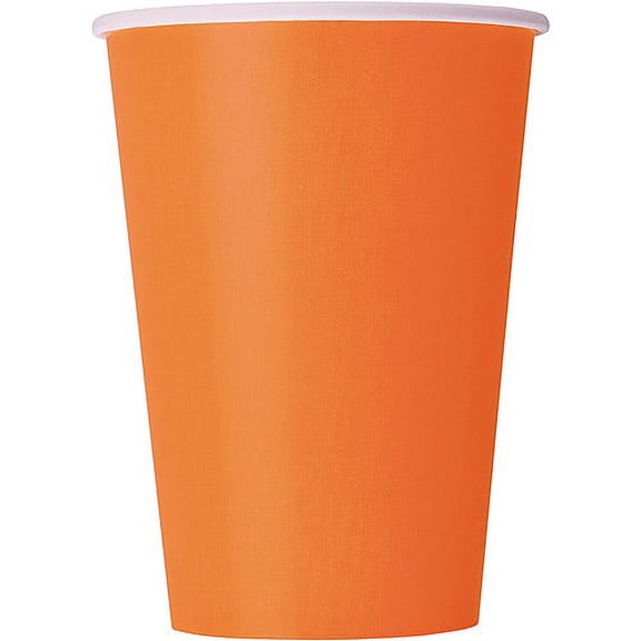 Unique Industries Orange Solid Print Paper Party Supply Sets, (10 Pieces) 12 Ounces