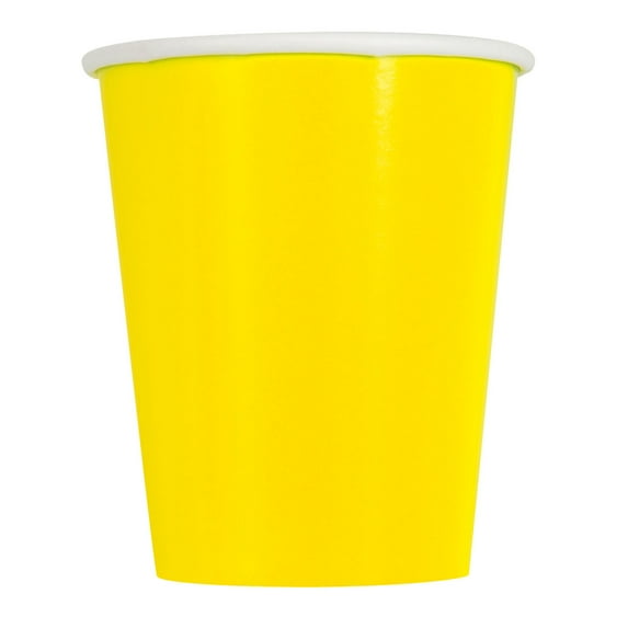 Unique Industries Paper Cups, 12 oz, Neon Yellow, 10 Pieces