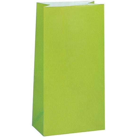 Unique Industries Green Solid Print Birthday Party Bags, 12 Count