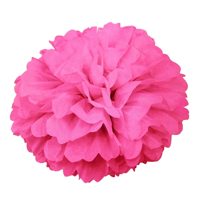 Unique Industries Pink Birthday 16" Asymmetrical Shaped Tissue Paper Hanging Pom Poms