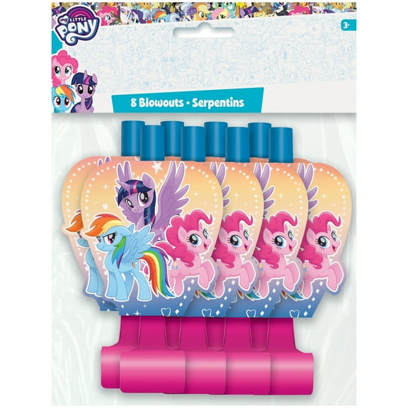 Unique Industries Pinkie Pie Assorted Colors Party Noisemakers, 8 Count