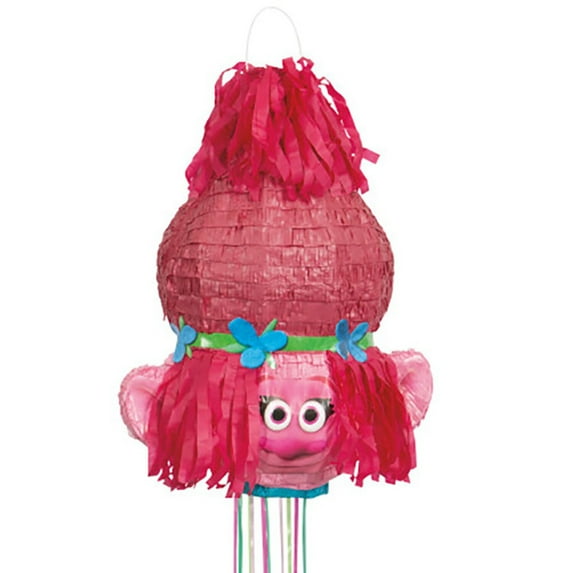 Unique Industries Princess Poppy Trolls Pull String Pinata, Pink, 0.7 lbs