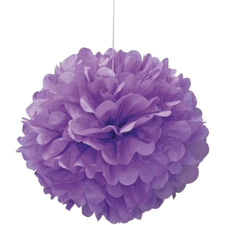 Unique Industries Purple 16" Asymmetrical Shaped Tissue Paper Hanging Pom Poms
