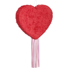 Unique Industries Red Pull String Solid Print Heart Pinata, 20" x 18"