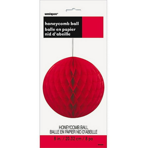 Unique Industries Red Solid Print Birthday Tissue Paper Hanging Pom Pom