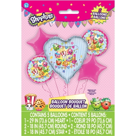 Unique Industries Shopkins Bouquet Kit Multi-color Party Balloons, 5 Count