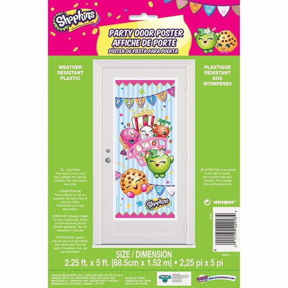 Plastic Shopkins Door Poster Party Decoration, 60 x 27 in, 1ct