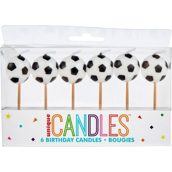 Unique Industries Soccer Ball Pick Birthday Candles, 6 Pack
