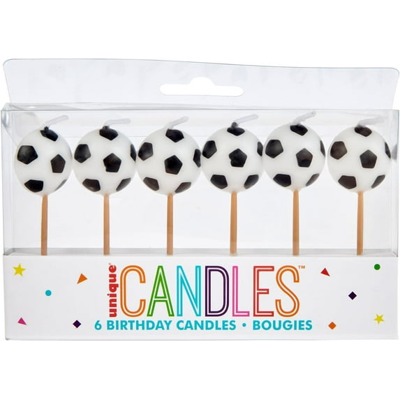 Unique Industries Soccer Ball Pick Birthday Candles, 6 Pack