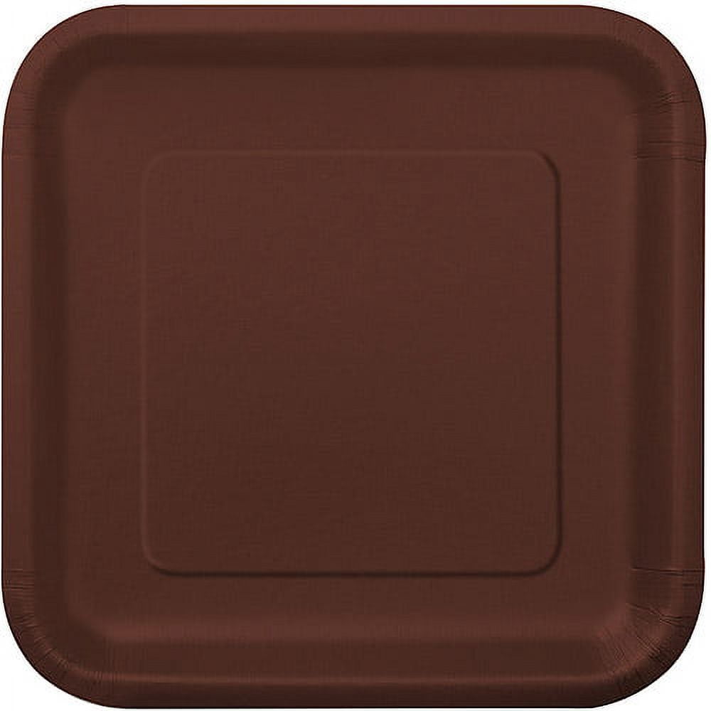 Unique Industries Square Disposable Paper Plates, 9", Brown, 14 Count