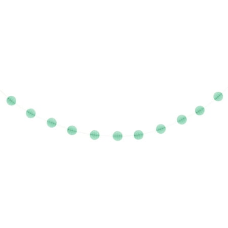 Unique Industries Tissue Paper Honeycomb Ball Solid Print Decorated Garland, 3.0" (Mint Green)
