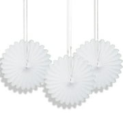 Unique Industries White Christmas 6" Flower Shaped Tissue Paper Hanging Pom Poms, 3 Count
