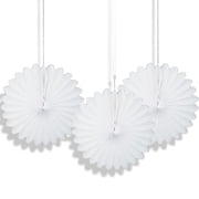Unique Industries White Christmas 6" Flower Shaped Tissue Paper Hanging Pom Poms, 3 Count