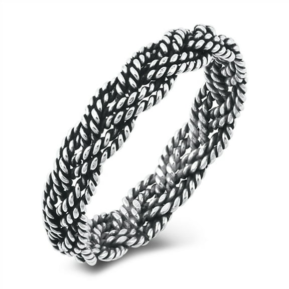 Unique Intricate Braided Knot Weave Ring .925 Sterling Silver Band Jewelry Female Male Unisex Size 4