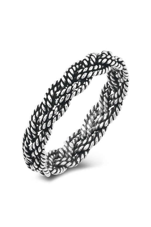 Unique Intricate Braided Knot Weave Ring .925 Sterling Silver Band Jewelry Female Male Unisex Size 4