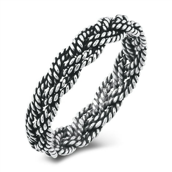 Unique Intricate Braided Knot Weave Ring .925 Sterling Silver Band Jewelry Female Male Unisex Size 7