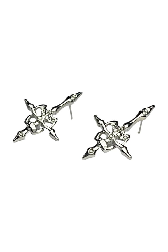Unique Inverted Crosses Ear Studs Gothic Hip Hop Jewelry Alloy Texture Party Accessory Suitable for Unisex Use