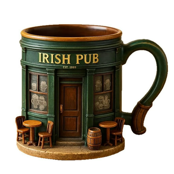 Unique Irish Pub 3D Mug, 5.51Inch Unique Irish Bar Coffee Mug for Home and Office Decorations, Perfect Christmas Birthday Gifts