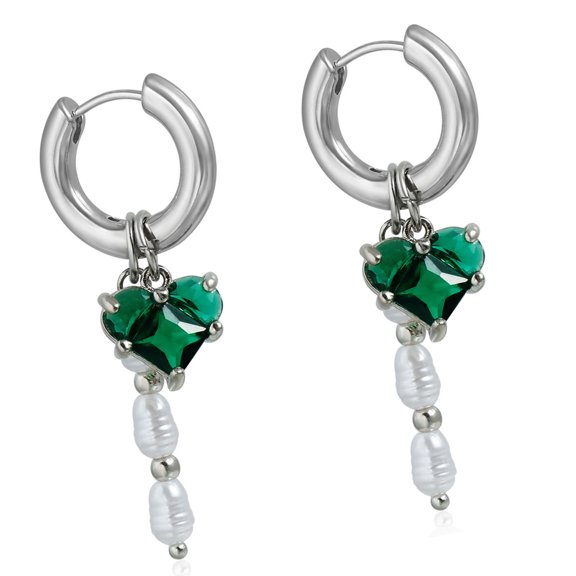 Unique Irregular Pearls Necklace And Heart Charm Layering Earrings Set For Everyday Elegances