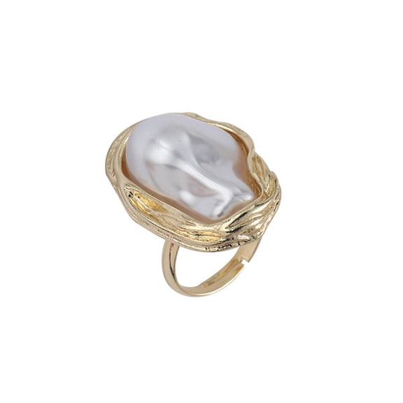 Unique Irregular Pearls Rings Adjustable Rings Stylish Finger Jewelry Alloy Texture for Women Trendy Jewelry Present