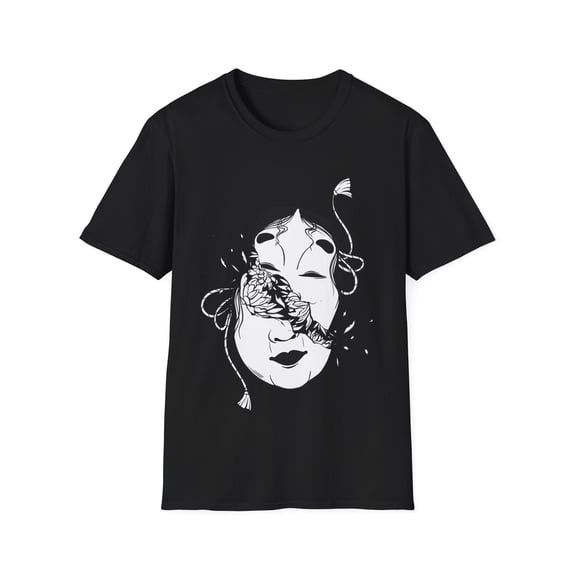 Unique Japanese Face Broken Mask Men Women Shirt