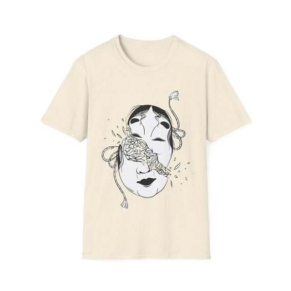 Unique Japanese Face Broken Mask Men Women Shirt
