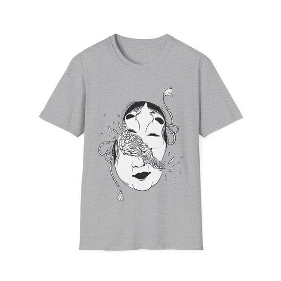 Unique Japanese Face Broken Mask Men Women Shirt