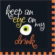 Unique Keep An Eye On My Drink 10" x 10" Beverage Napkins, Black Orange, 16 CT