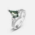 thumbnail image 1 of Unique Kite Cut Lab Created Moss Agate & Diamond Engagement Ring Set in Sterling Silver – Distinctive Wedding Agate Stacked Rings for Her, Elegant and Timeless Jewelry Gift, 1 of 6