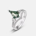thumbnail image 1 of Unique Kite Cut Lab Created Moss Agate & Diamond Engagement Ring Set in Sterling Silver – Distinctive Wedding Agate Stacked Rings for Her, Elegant and Timeless Jewelry Gift, 1 of 6
