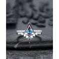 thumbnail image 1 of Unique Kite Shape Alexandrite and Diamond Bridal Set, V Shape 14K White Gold June Birthstone Engagement Ring, Promise Anniversary Ring Gift, 1 of 5