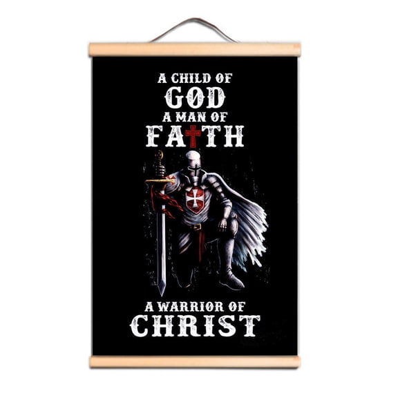 Unique Knights Templar Wall Art Posters and Prints, Transform Your Walls With This Retro Christ Armor Warrior Canvas Scroll Painting Wall Hanging Flag Wall Decor Art 0,Multicolor,11.8X17.7 inches
