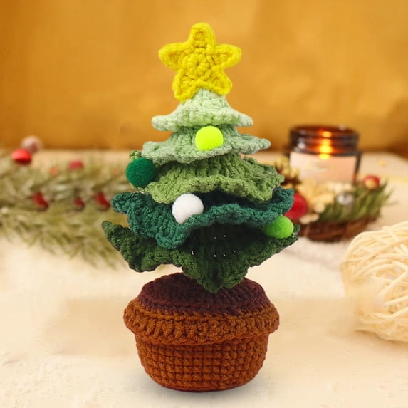 Unique Knitted Decorative Potted Plants, Car Decoration, Crocheted Plants And Potted Plants Artificial Knitted Home Decoration Office Artificial Desk Plants