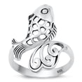 thumbnail image 1 of Unique Koi Fish Ring .925 Sterling Silver High Polished Band Jewelry Female Male Unisex Size 10, 1 of 4