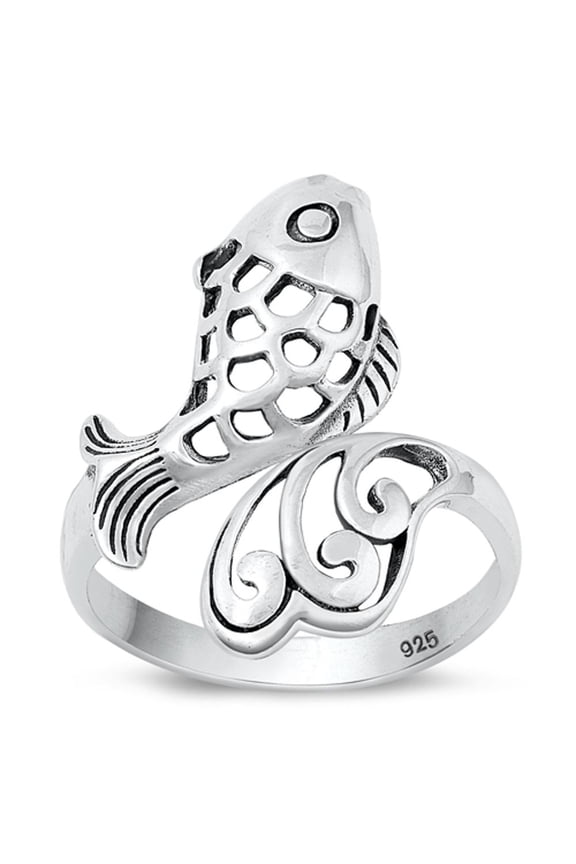 Unique Koi Fish Ring .925 Sterling Silver High Polished Band Jewelry Female Male Unisex Size 8