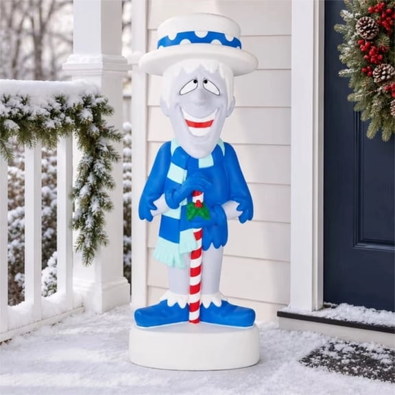 Unique LED Lighted Snow Miser Blow Mold Outdoor Christmas Decor, Classic Cartoon Villain Style Glowing Figure for Holiday Fun