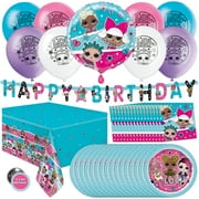 Unique LOL Birthday Party Kit, Supplies for 16 Guests, Includes Balloons, Plates, Napkins