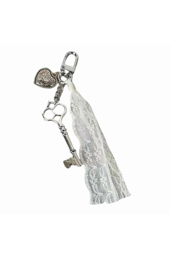 Unique Lace Tassels Keychain Love Heart Shaped Key Bag Pendant Versatile Keys Accessory for Trendy Everyday Use