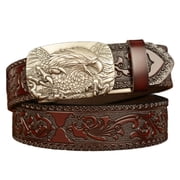 Unique Lanneret Print Waistband Leather Men Belt Fashionable Adjustment Waist Belt for Business Meetings