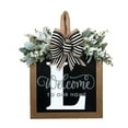 thumbnail image 1 of Unique Last Name Round Front Door Wreath With Bow, Welcome Sign Garland Creative Letter Rustic Wreath For Front Door Decor, 1 of 2