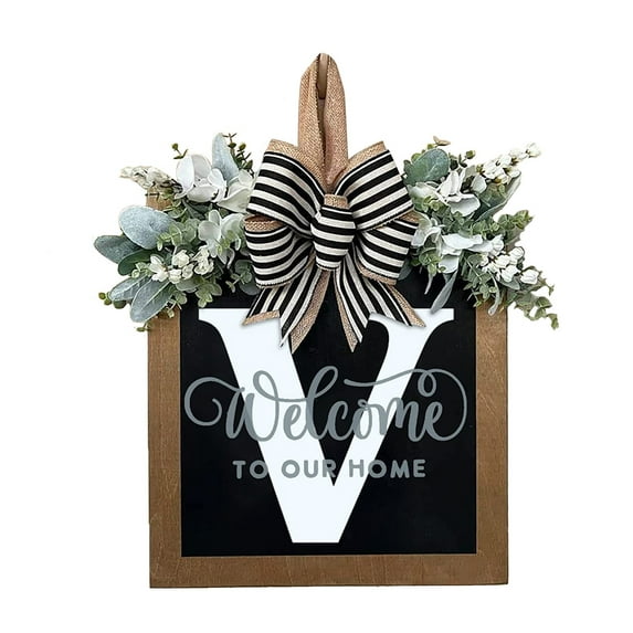 Unique Last Name Year Round Front Door Wreath Welcome Sign Garland 26 Letter Rustic Wreath For Front Door Decor
