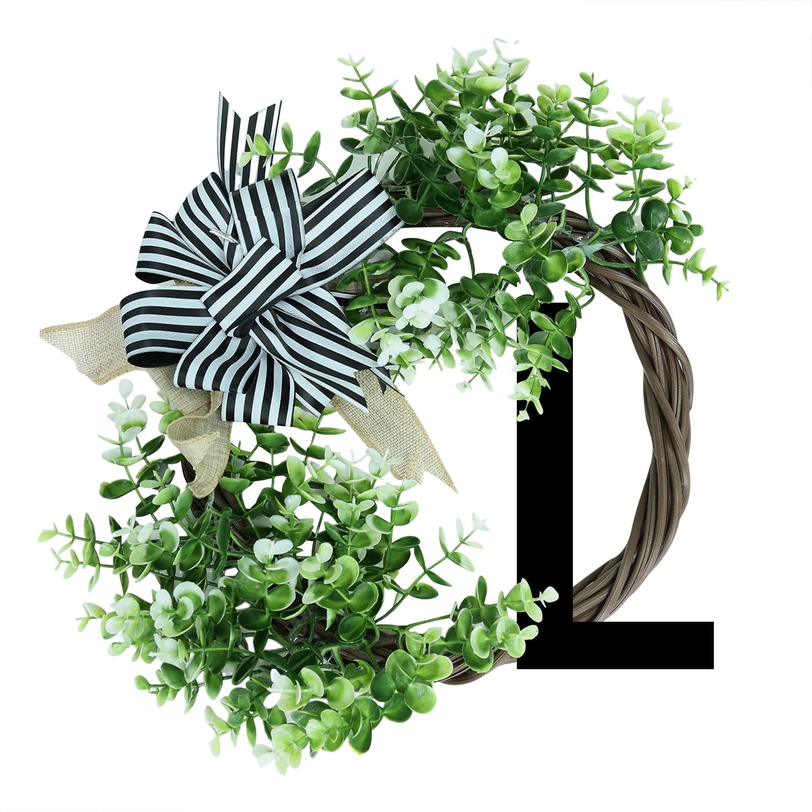 Unique Last Name Year Round Front Door Wreath With Bow Sign