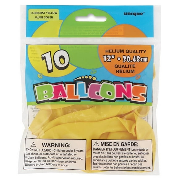 Unique Latex Balloons Sunburst Yellow 12-inch (Pack of 5)