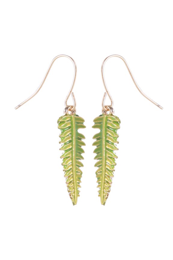Unique Leaf shaped Earring with Fringe Bohemian Fern Leaf Dangle Earring Fashion