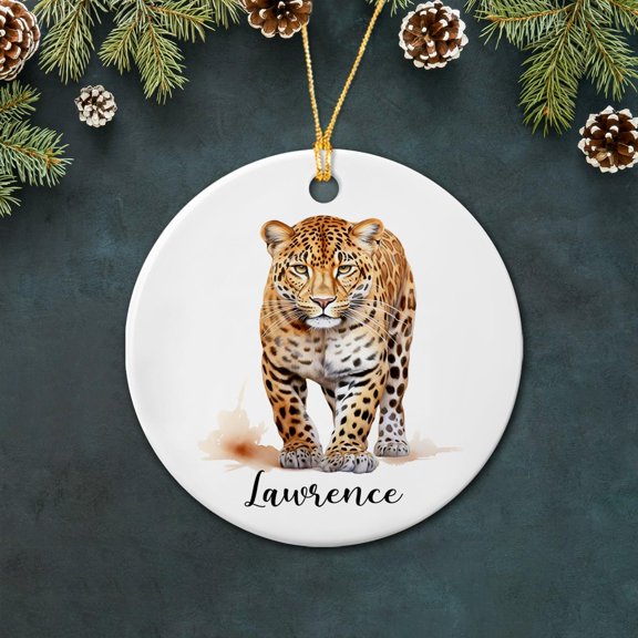Unique Leopard Ceramic Ornament Gifts for Animals Lovers Dad Mom, Personalized Leopard Ceramic Ornament Christmas Tree, Customized Name Leopard Lover Xmas Ornament, Leopards Christmas Ornaments 2025